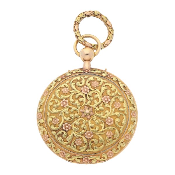 Unsigned Gold open faced quarter repeating cylinder watch Circa 1800 | 黃金二問報時懷錶，年份約1800
