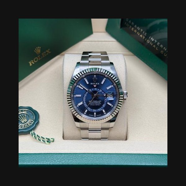 Rolex Rolex Sky-DwellerNEW 2026 Blue Dial Stainless Steel Fluted Bezel Oyster Bracelet