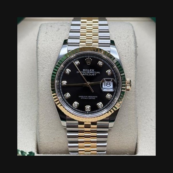 Rolex Rolex Datejust36 NEW 2026 Black Diamond Dial Two Tone Yellow Gold Fluted Bezel Jubilee Bracelet
