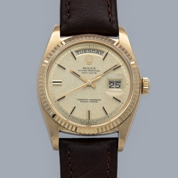 Rolex Day-Date 1803 Non-Lume Linen Dial 18k YG