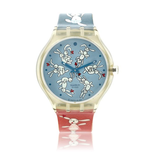 Swatch Bunnysutra | A limited edition plastic wristwatch with erotic automaton dial, Circa 2004