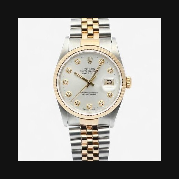 Rolex RolexDatejust 36 Men's Comb Watch 16233 Silver Dial Aftersetting Tenpoint 1990 [U]