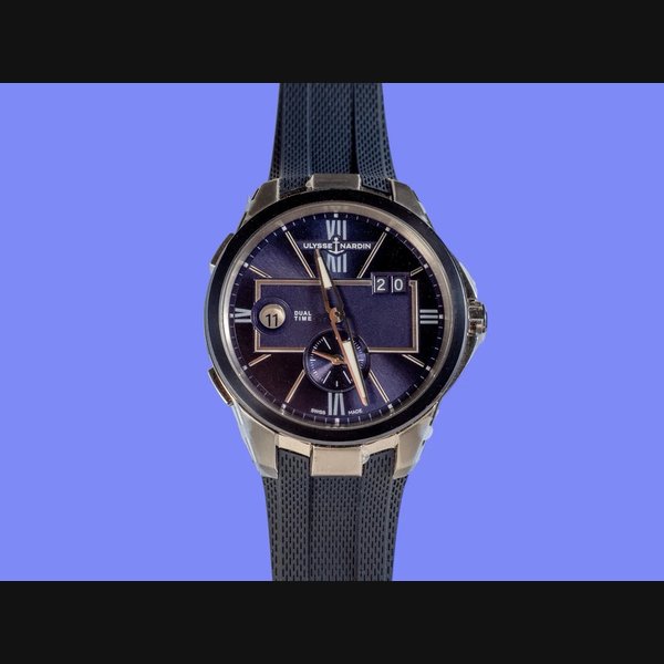 Ulysse Nardin 2025 Ulysse Nardin Dual Time 42MM Blue Dial Rubber Strap (243-20/43)