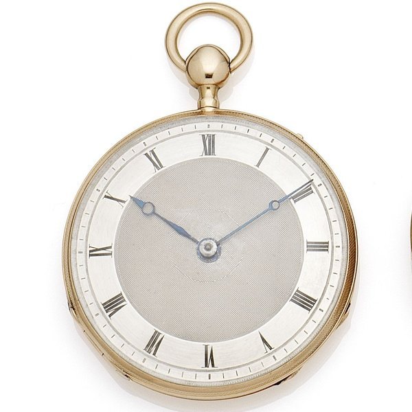 A continental gold key wind open face quarter repeating pocket watch Circa 1800