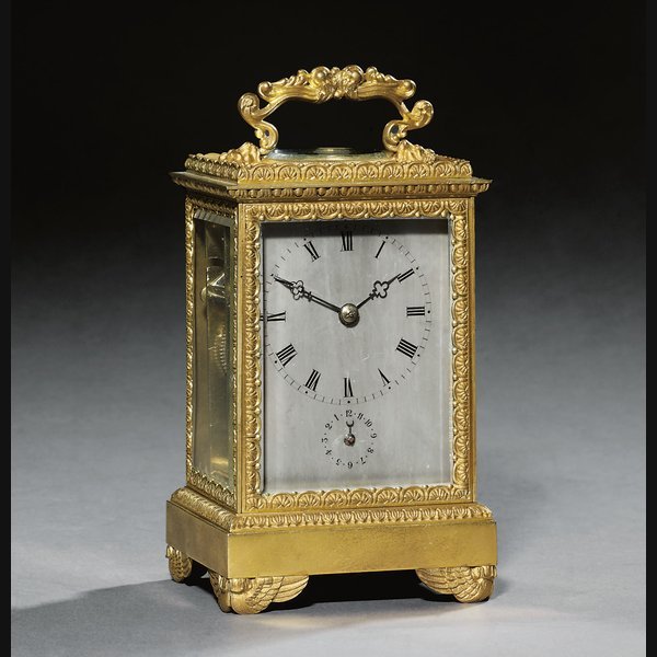  A French gilt-brass striking eight day carriage clock VIEL, PARIS. MID 19TH CENTURY