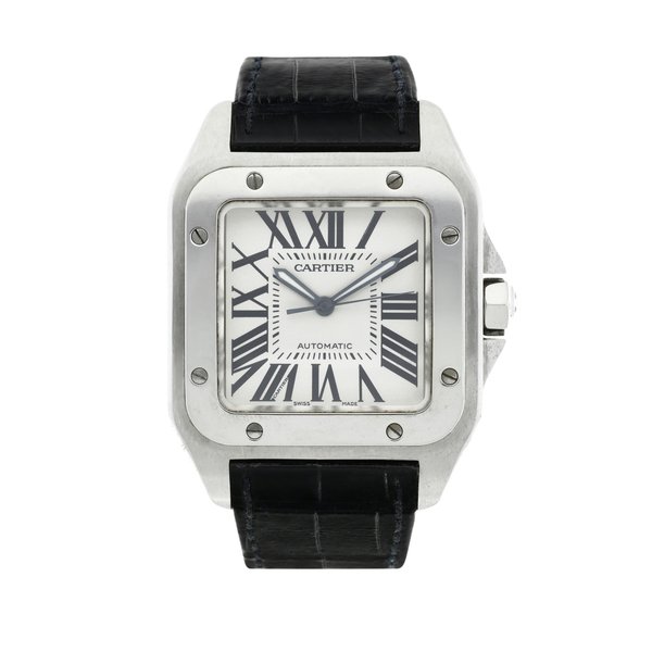 Cartier Reference 2656 Santos 100 '1904-2004' Anniversary Edition  A limited edition stainless steel automatic square shaped wristwatch, Circa 2004