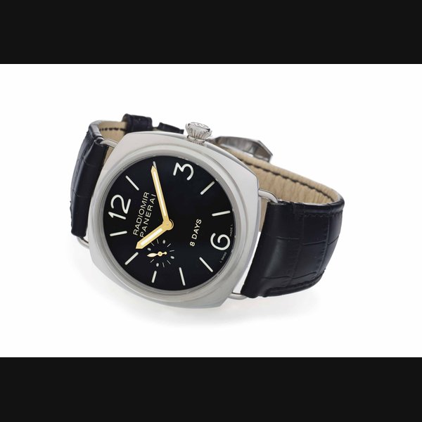 Panerai. An Oversized Stainless Steel Cushion-Shaped 8-Day Diver's Wristwatch with Power Reserve and Eccentric Seconds SIGNED OFFICINE PANERAI, RADIOMIR, FIRENZE 1860, NO. H0175/1000, CASE NO. BB1151565, OP 6609, PAM 00190, CIRCA 2005