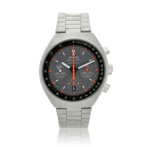 Omega Reference 327.10.43.50.06.001 Speedmaster   A stainless steel automatic chronograph wristwatch with date and bracelet, Circa 2015