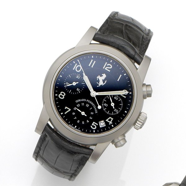 Girard Perregaux. A stainless steel automatic calendar chronograph wristwatch For Ferrari, Ref:8020, Case No.MA 1034, Circa 2000
