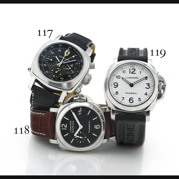 PANERAI. AN OVERSIZED STAINLESS STEEL CUSHION AUTOMATIC DIVER'S WRISTWATCH WITH DATE AND ECCENTRIC SECONDS SIGNED OFFICINE PANERAI, FIRENZE 1860, "LUMINOR MARINA", NO. F0886/6500, CASE NO. BB 1078745, REF. OP 6560, CIRCA 2003