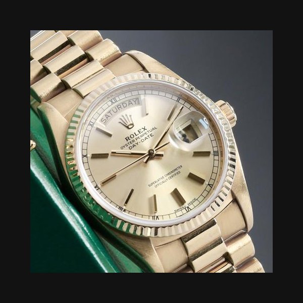 rolex Rolex Day-Date1980 36mm 18K Yellow Gold Champagne Dial Fluted Bezel President Bracelet 18038
