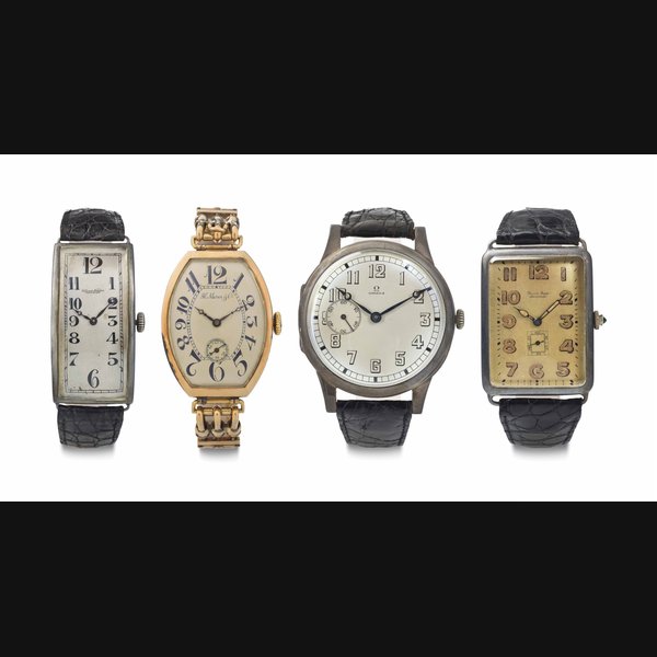 A Lot of Four Wristwatches THE FIRST SIGNED ULYSSE NARDIN, MOVEMENT NO. 33'977, CASE NO. 356'349, THE SECOND SIGNED H. MOSER & CIE, MOVEMENT NO. 735'487, THE THIRD SIGNED OMEGA, MOVEMENT NO. 5'794'586, CASE NO. 19'264, THE FOURTH SIGNED ROMAN MAYER, CASE NO. 504'482