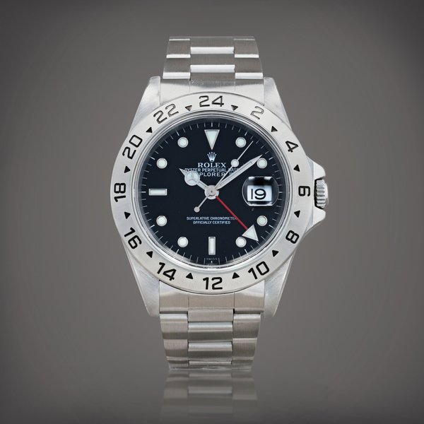 Rolex Explorer II 'Swiss only', reference 16570     Montre bracelet en acier avec date et indication 24 heures |  Stainless steel wristwatch with date, 24-hour indication and bracelet    Vers 1998 |  Circa 1998 · 16570