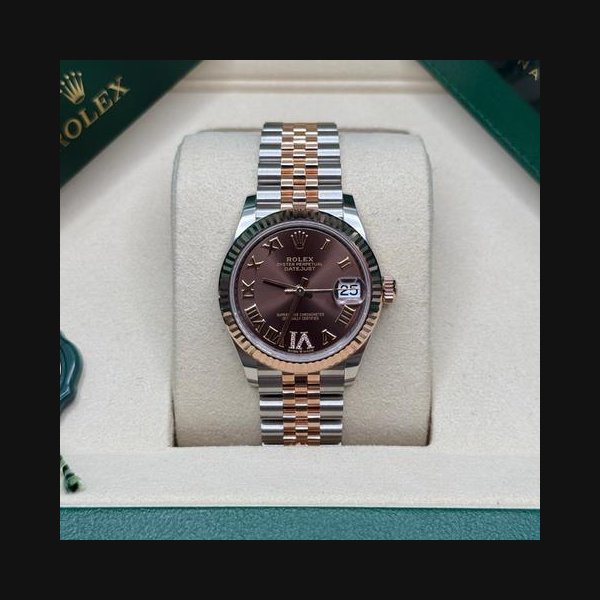 Rolex Datejust31 NEW 2026 Chocolate Roman 6 Diamond Two Tone Rose Gold Fluted Jubilee Bracelet Ref. 278271