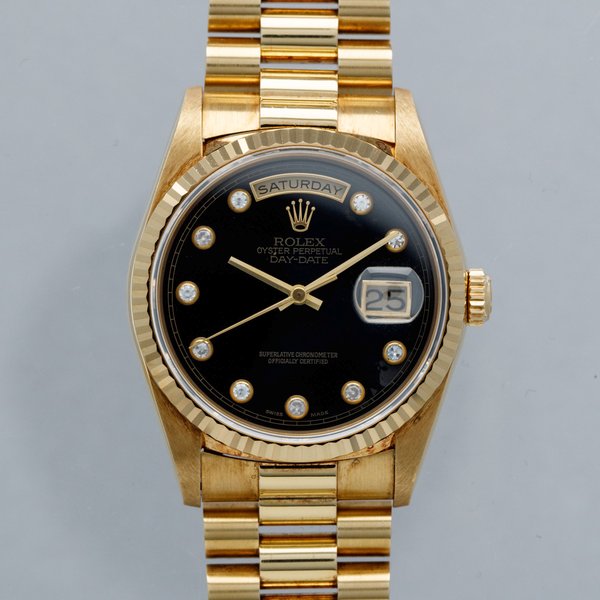 Rolex Day-Date 18238 Onyx Pinball Diamond Dial 18k YG