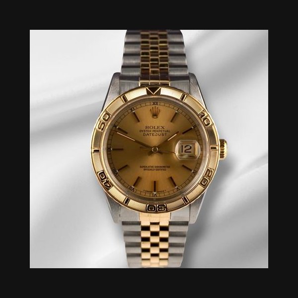 Rolex Datejust Turn-O-Graph36mm Datejust Turn O Graph 18k YG Steel Gold Dial Men's Watch 16263