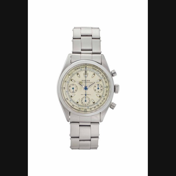 Rolex Rolex. A Fine and Rare Stainless Steel Chronograph Wristwatch with Bracelet and Presentation Box SIGNED ROLEX, OYSTER CHRONOGRAPH, ANTI-MAGNETIC, REF. 6234, CASE NO. 269'209, CIRCA 1957