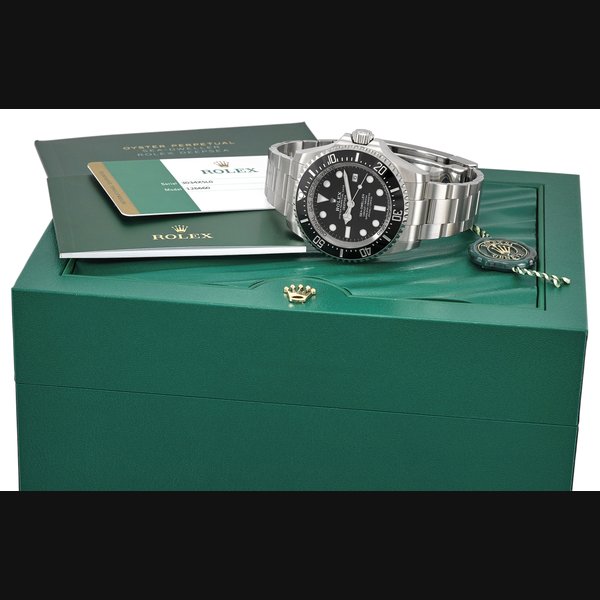 ROLEX. A LARGE STAINLESS STEEL AUTOMATIC WRISTWATCH WITH SWEEP CENTRE SECONDS, DATE, HELIUM GAS ESCAPE VALVE, BRACELET, ORIGINAL GUARANTEE AND BOX SIGNED ROLEX, OYSTER PERPETUAL DATE, DEEPSEA, SEA-DWELLER, 12800FT = 3900M, REF. 126660, CASE NO. 3034X5L0, CIRCA 2019