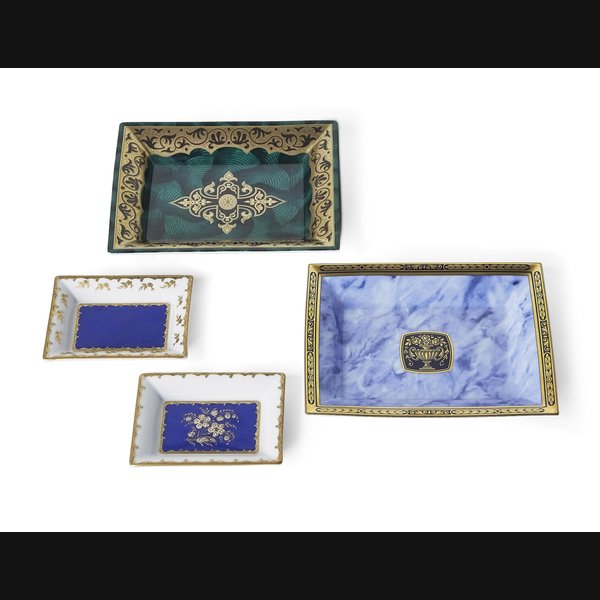 PATEK PHILIPPE FOUR LIMITED EDITON LIMOGES PORCELAIN AND ENAMEL DISHES