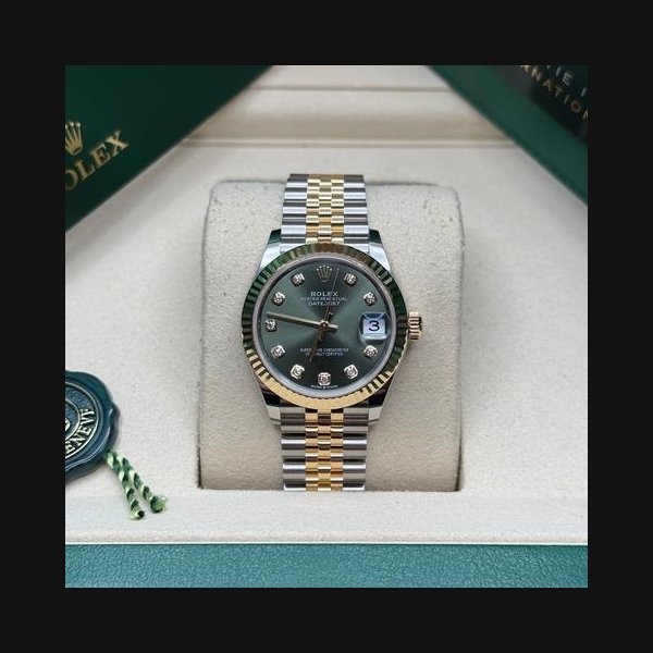 Rolex Rolex Datejust31 Olive Green Diamond Dial Two Tone Yellow Gold Fluted Bezel Jubilee Bracelet