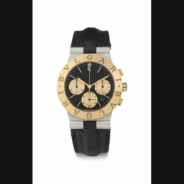 Bulgari Bulgari. An 18k Gold and Stainless Steel Chronograph Wristwatch with Date SIGNED BULGARI, BULGARI BULGARI MODEL, CASE NOS. CH35 SG AND L 1675, CIRCA 1995
