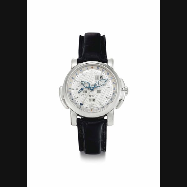 Ulysse Nardin. A Limited Edition Platinum Automatic Perpetual Calendar Dual-Time Wristwatch with Year Display SIGNED ULYSSE NARDIN, NO. 037, REF. 329-60, CIRCA 2006