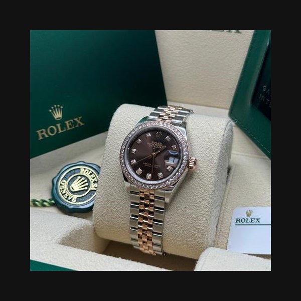 Rolex Lady-DatejustNEW 2024 Chocolate Brown Diamond Dial Diamond Bezel Jubilee 28mm Ref. 279381RBR