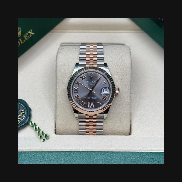 Rolex Rolex Datejust31 Rhodium Roman Diamond 6 Dial Two Tone Rose Gold Fluted Bezel Jubilee Bracelet