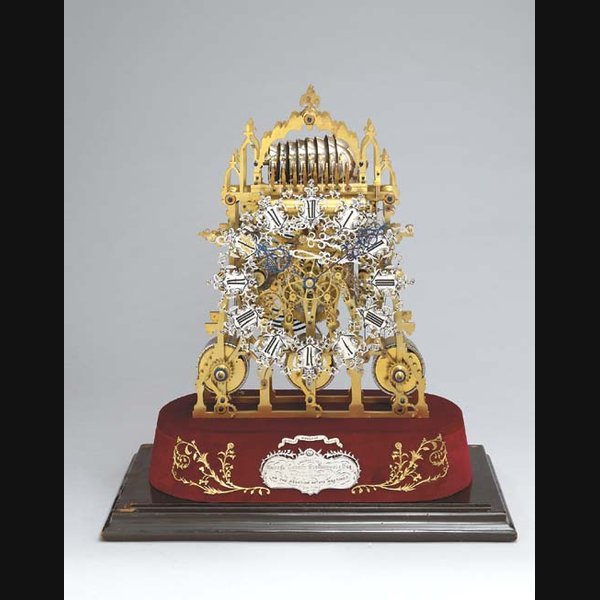 A magnificent Victorian quarter chiming presentation skeleton clock JOHN SMITH & SON, CLERKENWELL, LONDON, RETAILED BY MOULAND, LONDON. DATED 1863