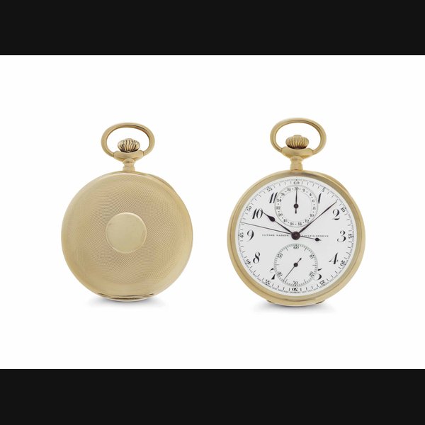 Nardin. An 18k Gold Open Face Keyless Lever Chronograph Watch SIGNED ULYSSE NARDIN, LOCLE, MOVEMENT NO. 200'170, CASE NO. B9385, MANUFACTURED IN 1912
