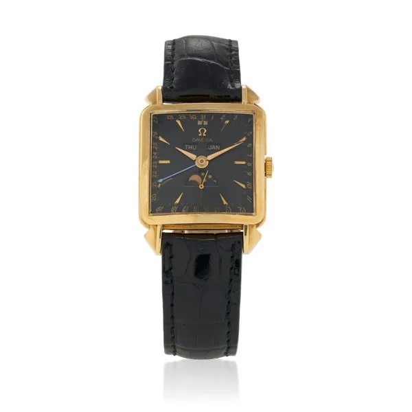 Omega Cosmic, Ref. 3944 Yellow gold triple calendar wristwatch with moon phases Circa 1951 · 3944