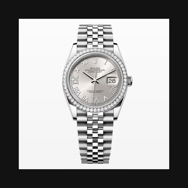 Rolex Rolex Datejust36 NEW 2024 Silver Roman Pave Dial Diamond Bezel Stainless Steel Jubilee Bracelet