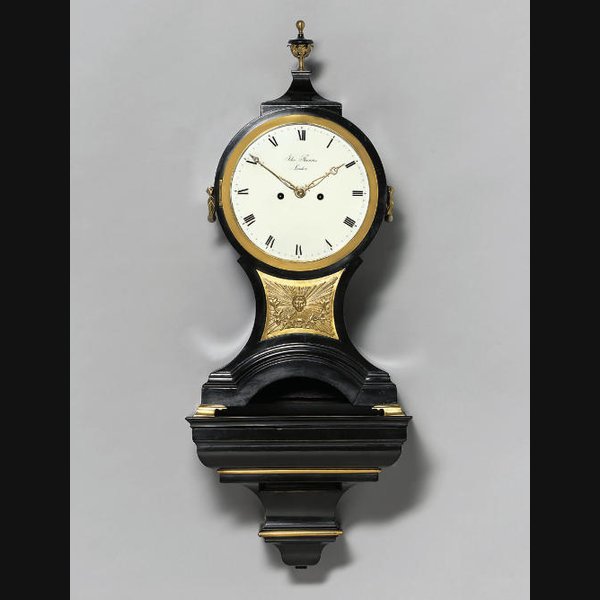  A George III ebonised and brass-mounted striking eight day bracket clock on wall bracket JOHN THWAITES, LONDON. NO.2854. CIRCA 1802