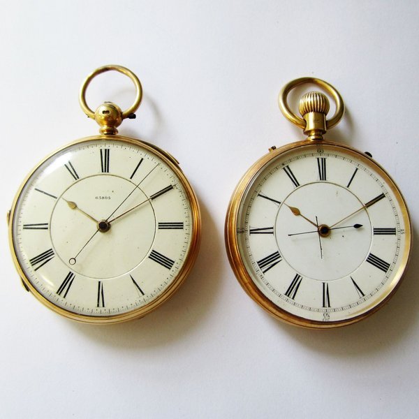 A lot of two 18k gold open face pocket watches (AF)