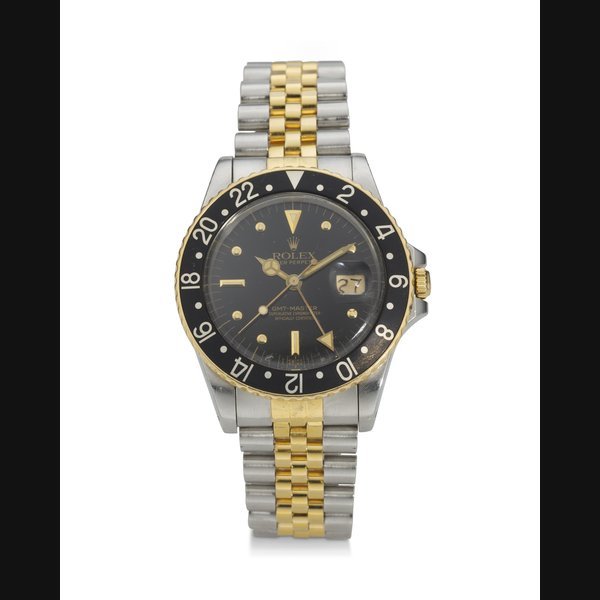 Rolex ROLEX, REF. 16753, GMT MASTER, AN 18K YELLOW GOLD AND STEEL DUAL TIME WRISTWATCH WITH DATE · 16753