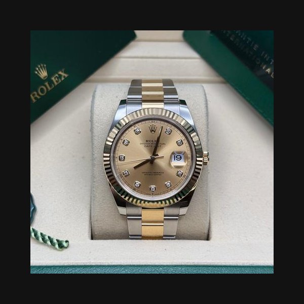 Rolex Datejust41 NEW 2026 Champagne Diamond Dial Two Tone Yellow Gold Fluted Oyster Bracelet Ref. 126333