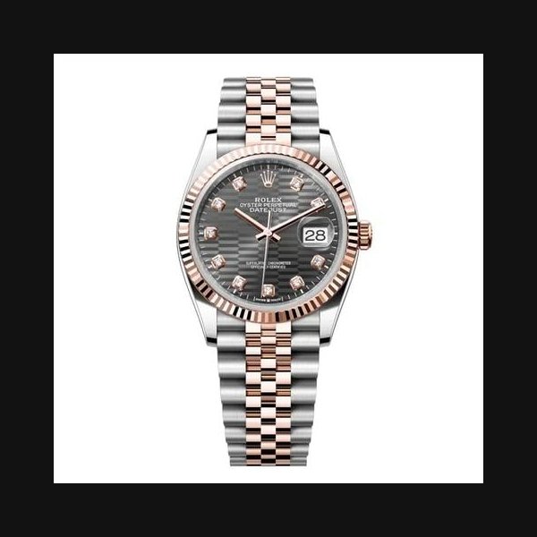 Rolex Datejust36 Rhodium Motif Diamond Dial Two Tone Everose Gold Fluted Bezel Jubilee Ref. 126231
