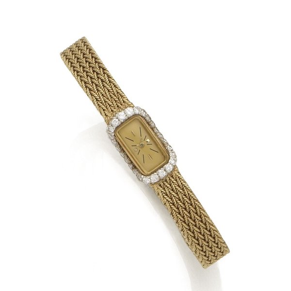 Vacheron & Constantin. A lady's 18K gold and diamond set manual wind bracelet watch Ref:8755, Case No.435223, London Import mark for 1973