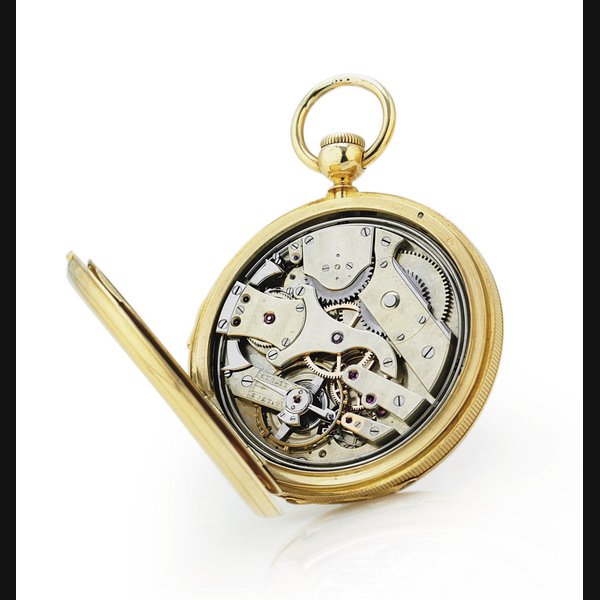 LEROY. AN EARLY 18K GOLD HUNTER CASE QUARTER REPEATING KEYLESS LEVER WATCH SIGNED LEROY ET FILS, HOROLGERS PALAIS ROYAL, 13 & 15 GALERIE MONTPENSIER Á PARIS, NO. 32477, CIRCA 1850