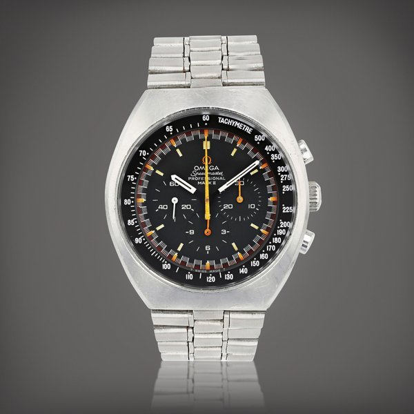 Omega 'Racing dial' Speedmaster Mark II, reference 145'014 Montre bracelet en acier avec chronographe | Stainless steel chronograph wristwatch with bracelet Vers 1971 | Circa 1971