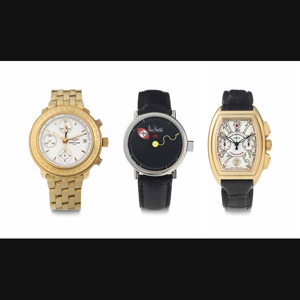 A Lot of Three Automatic Wristwatches THE FIRST SIGNED BREITLING, ASTROMAT, CHRONOGRAPHE LONGITUDE, CASE NOS. K20405 AND 109, THE SECOND SIGNED ALAIN SILBERSTEIN, CYCLOPE MODEL, NO. 301/500, THE THIRD SIGNED FRANCK MULLER, GENEVE, MEN CC CONQUISTADOR, NO. 41