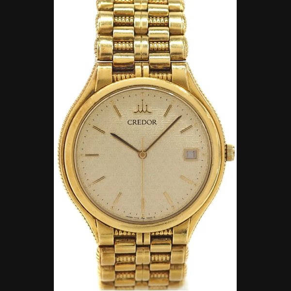 Seiko Credor 7772-7000 35mm K18YG Quartz Wristwatch #KN026