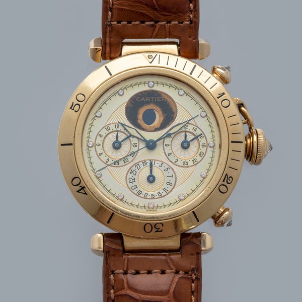 Cartier Cartier Pasha de Cartier Triple Timezone Moonphase Date Diamond Dil 18k YG