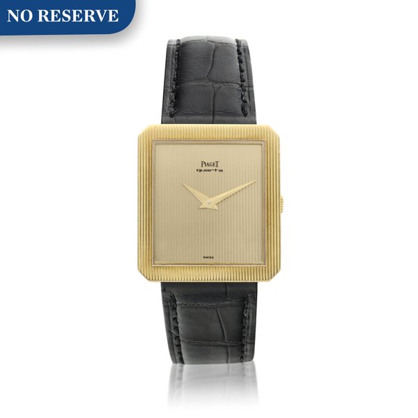 Piaget Reference 9154  A yellow gold rectangular wristwatch, Circa 1985