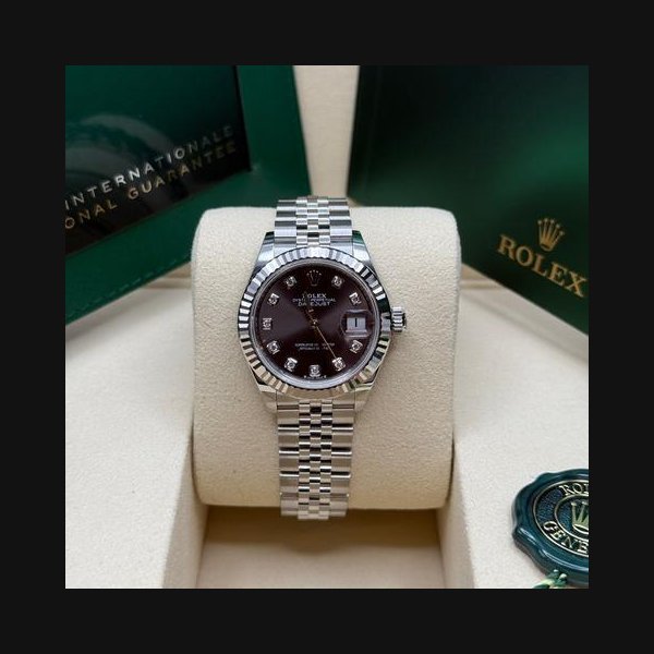 Rolex Rolex Lady-DatejustNEW 2025 Rhodium Diamond Dial Stainless Steel Fluted Bezel Jubilee Bracelet
