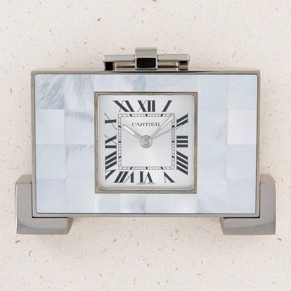 Cartier Cartier Desk Alarm 2749 Mother of Pearl Stainless Steel