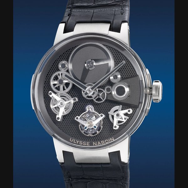 Ulysse Nardin Ref. 1760-176An attractive and unusual white gold semi-skeletonized tourbillon wristwatch with warranty and presentation box