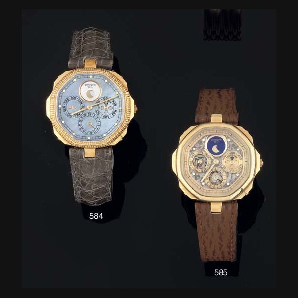 Gerald Genta Gerald Genta. An 18ct Gold Automatic Water Resistant Perpetual Calendar Wristwatch with mother of pearl dial SIGNED GERALD GENTA, GENEVE, MAXI TIME CASE NO G31127-33731, CIRCA 1990