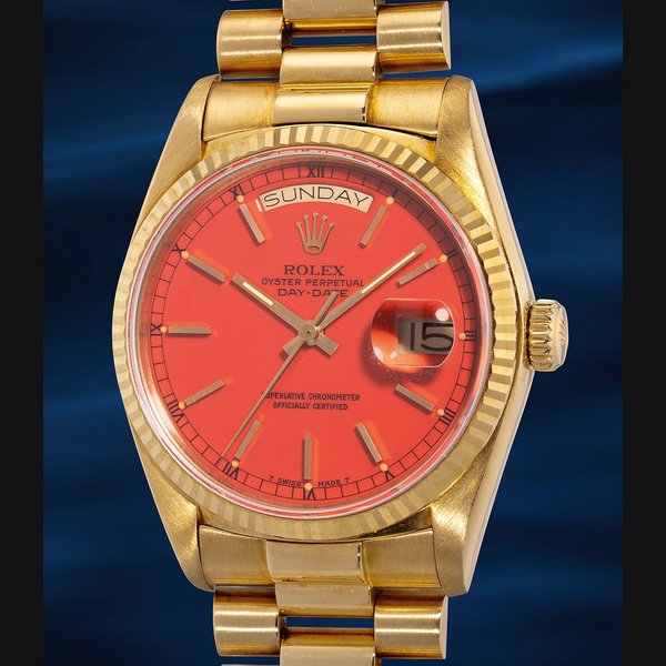 Rolex Ref. 18038, inside caseback stamped 18000 Day-Date “Stella”