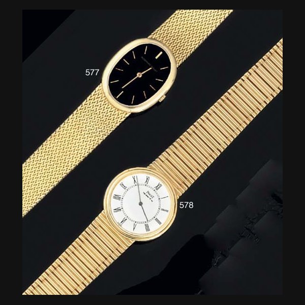 Audemars Piguet Audemars Piguet. An 18ct Gold Oval Cased Wristwatch on matching gold bracelet SIGNED AUDEMAR PIGUET, CASE NO B36355, CIRCA 1980